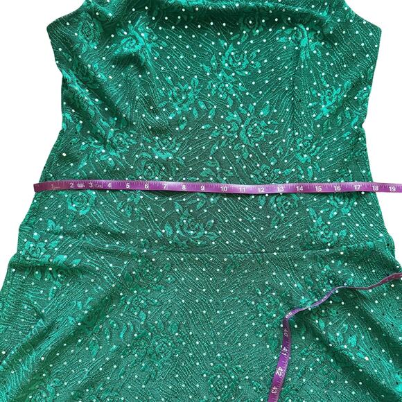VTG Connected Apparel Sequined Mini Dress Sz 10 12 Green Vintage fairy Glam Y2K - Picture 9 of 10